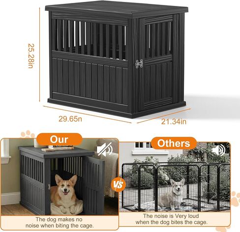 EFU Dog Crate Furniture, 30 Inch Indoor Dog Kennel, Decorative Pet House End Side Table, Durable Dog Cage for Small Medium Dogs to 45 lb, Black in Kuwait