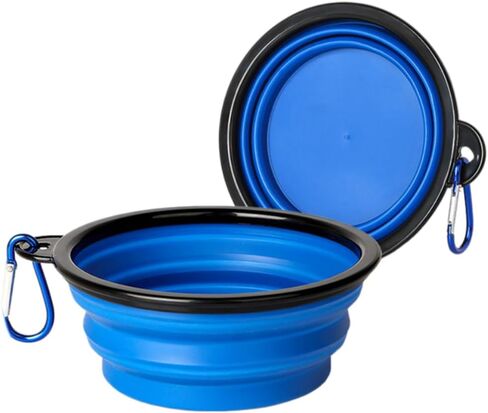 Collapsible Pet Travel Bowls with Carabiners – Portable Collapsible Dog and Cat Bowl for Home,Camping, Hiking, and Walking – Leak-Proof, BPA-Free TPE Material 350ml Blue in Kuwait