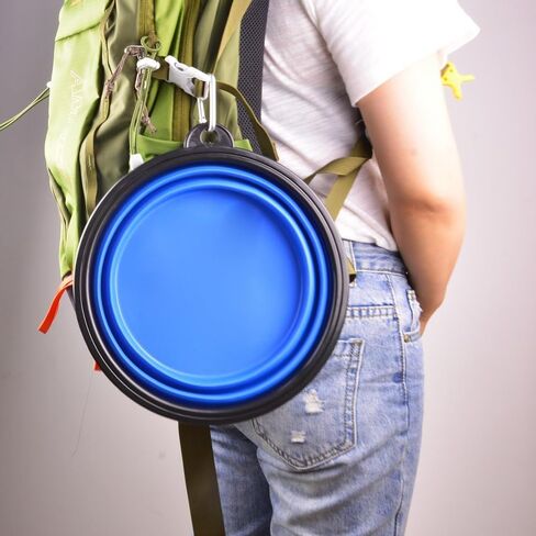 Collapsible Pet Travel Bowls with Carabiners – Portable Collapsible Dog and Cat Bowl for Home,Camping, Hiking, and Walking – Leak-Proof, BPA-Free TPE Material 350ml Blue in Kuwait