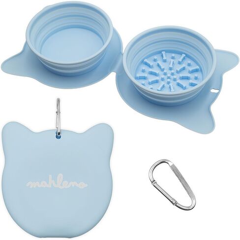 Collapsible Dog Bowls for Travel, 2-in-1 Silicone Slow Feeder with Clip, Portable Dog or Cat Pet Food & Water Bowl Set (Rose Quartz) in Kuwait