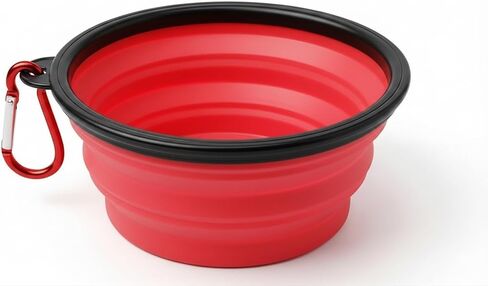 Silicone Foldable Pet Food Water Feeder, Collapsible Travel Bowl for Dog and Cat, Outdoor Portable (Pink) in Kuwait
