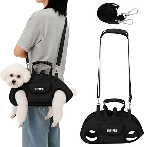 DZ Duozhan Dog Lift Harness for Small Dogs, Full Body Support Sling with Adjustable Handle for Senior Injured Disabled Pets, Hands-Free Shoulder Pet Carrier (Black, Medium) in Saudi Arabia
