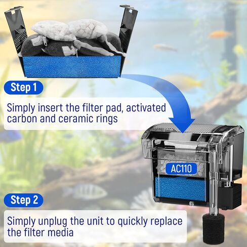 مجموعة أدوات صيانة وسائط فلتر حوض السمك Big Peng AC110 المتوافقة مع مرشحات الطاقة Aquaclear Fluval AC110، تتضمن 1 رغوة زرقاء، 4 كربون منشط، 2 حبيبات BioMax، 2 إسفنجة مصفاة سحب in Kuwait