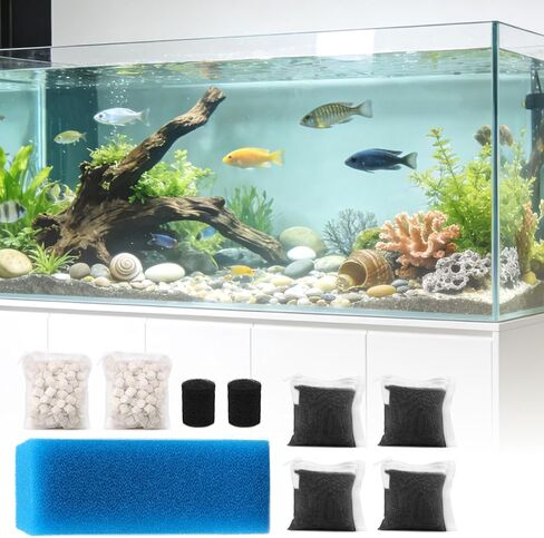 مجموعة أدوات صيانة وسائط فلتر حوض السمك Big Peng AC110 المتوافقة مع مرشحات الطاقة Aquaclear Fluval AC110، تتضمن 1 رغوة زرقاء، 4 كربون منشط، 2 حبيبات BioMax، 2 إسفنجة مصفاة سحب in Kuwait