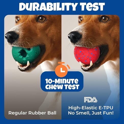 Fsitego Dog Balls: Interactive Dog Ball Auto Rolling - Interactive Dog Toys for Aggressive Chewers - Bouncy & Throwable, Type-C Rechargeable, Washable, for Small & Medium & Large Dogs – Red in Kuwait