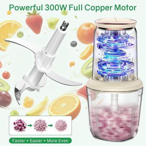 Baby Food Maker with Glass Bowl and Stainless Steel Blades, Small 300W Electric Food processor Vegetable Chopper for Home Kitchen, Baby Food Puree Blender for Fruit, Meat, 20oz, White in Kuwait