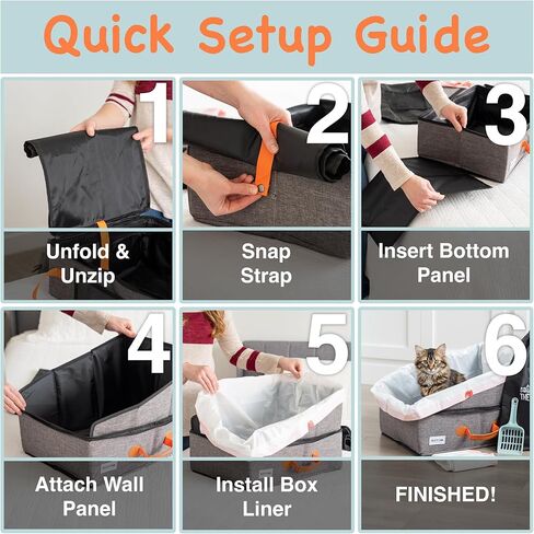 Travel Litter Box for Cats (17.7" x 13.8" x 11.8) Includes Liners, Litter Scoop, Pee Shield - Portable Cat Litterbox for Car, Hotel, Airports | Waterproof, Compact, Foldable, Leak-proof, Easy to Clean in Kuwait