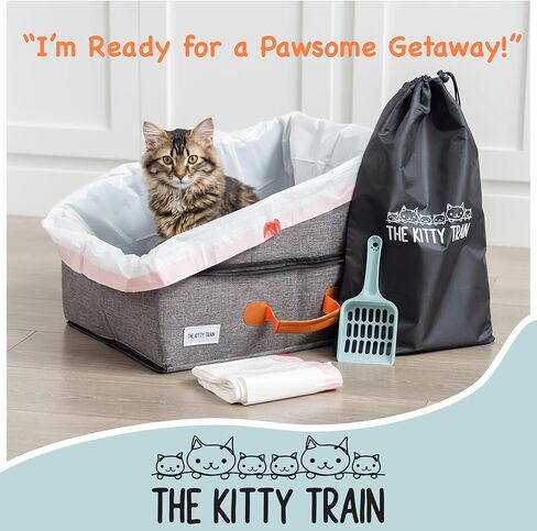Travel Litter Box for Cats (17.7" x 13.8" x 11.8) Includes Liners, Litter Scoop, Pee Shield - Portable Cat Litterbox for Car, Hotel, Airports | Waterproof, Compact, Foldable, Leak-proof, Easy to Clean in Kuwait