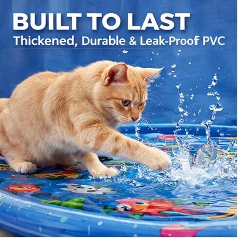 Dog Cat Water Mat,Pet Dog Cat Play Mat/Water Play Mat,Thickened Leak-Proof PVC Water Mat for Cats —Ldeal for Kittens and Puppies Toy,Durable and Easy to Clean, Suitable for All Types of Young Pets. in Kuwait