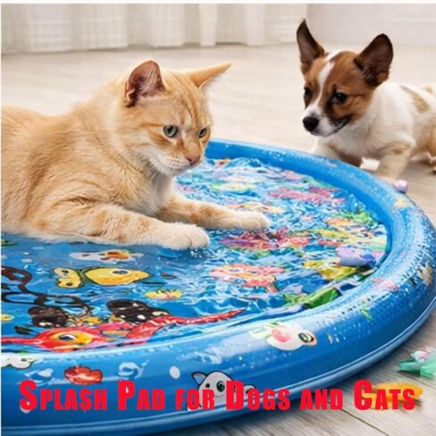 Dog Cat Water Mat,Pet Dog Cat Play Mat/Water Play Mat,Thickened Leak-Proof PVC Water Mat for Cats —Ldeal for Kittens and Puppies Toy,Durable and Easy to Clean, Suitable for All Types of Young Pets. in Kuwait