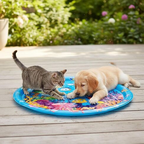 Dog Cat Water Mat,Pet Dog Cat Play Mat/Water Play Mat,Thickened Leak-Proof PVC Water Mat for Cats —Ldeal for Kittens and Puppies Toy,Durable and Easy to Clean, Suitable for All Types of Young Pets. in Kuwait