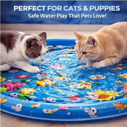 Dog Cat Water Mat,Pet Dog Cat Play Mat/Water Play Mat,Thickened Leak-Proof PVC Water Mat for Cats —Ldeal for Kittens and Puppies Toy,Durable and Easy to Clean, Suitable for All Types of Young Pets. in Kuwait