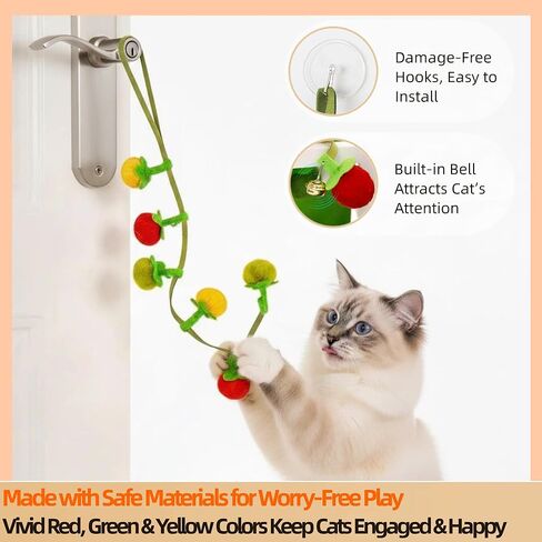 5 Pcs Ultimate Cat Toys Set with Natural Catnip Toys & Silvervine, 2 Plush Fish, Chili Chew, Silent Dino Rope & Hanging Tomato, Relieves Anxiety, Teething Aid, Quiet Play for Indoor Cats in Kuwait