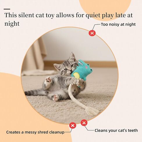 5 Pcs Ultimate Cat Toys Set with Natural Catnip Toys & Silvervine, 2 Plush Fish, Chili Chew, Silent Dino Rope & Hanging Tomato, Relieves Anxiety, Teething Aid, Quiet Play for Indoor Cats in Kuwait