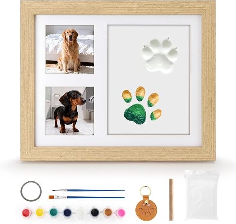 Pet Memorial Gift Set – Dog & Cat Paw Print Kit with Wood Frame, Paw-Shaped Keychain, Air-Dry Clay, Acrylic Paint, and Tools for DIY Pet Keepsake, Perfect for Dog Lovers, Cat Owners & Animal Fans in Kuwait