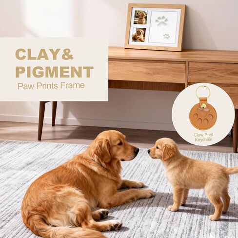 Pet Memorial Gift Set – Dog & Cat Paw Print Kit with Wood Frame, Paw-Shaped Keychain, Air-Dry Clay, Acrylic Paint, and Tools for DIY Pet Keepsake, Perfect for Dog Lovers, Cat Owners & Animal Fans in Kuwait