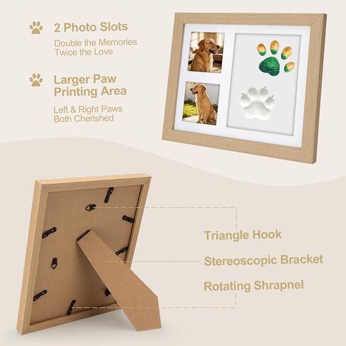 Pet Memorial Gift Set – Dog & Cat Paw Print Kit with Wood Frame, Paw-Shaped Keychain, Air-Dry Clay, Acrylic Paint, and Tools for DIY Pet Keepsake, Perfect for Dog Lovers, Cat Owners & Animal Fans in Kuwait
