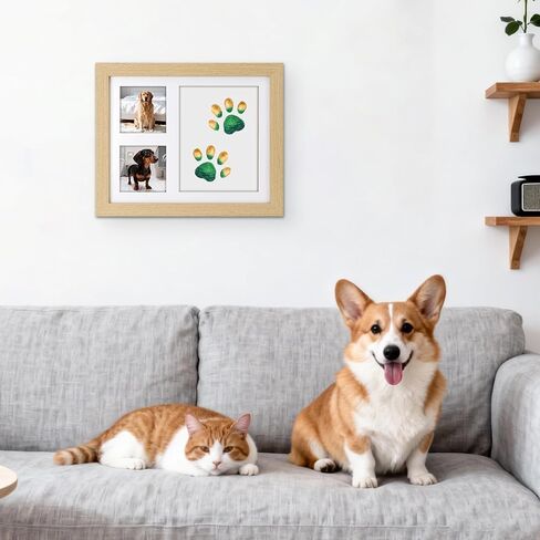 Pet Memorial Gift Set – Dog & Cat Paw Print Kit with Wood Frame, Paw-Shaped Keychain, Air-Dry Clay, Acrylic Paint, and Tools for DIY Pet Keepsake, Perfect for Dog Lovers, Cat Owners & Animal Fans in Kuwait