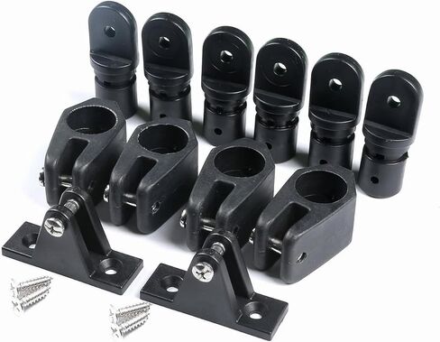 Boat Top Fittings Hardware Combo Black Nylon Bimini Caps Jaw Slides Deck Hinges Pad Eye w/Screws 22 PCS (Black, 1 inch) in Saudi Arabia