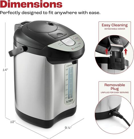 Premium 4 QT Hot Water Boiler and Warmer With auto dispense and Manual Pump, Quick Heatup and Keep-Boil Function for Instant On-Demand Hot Water Anytime, Boil-Dry Protection, ETL Approved in Kuwait