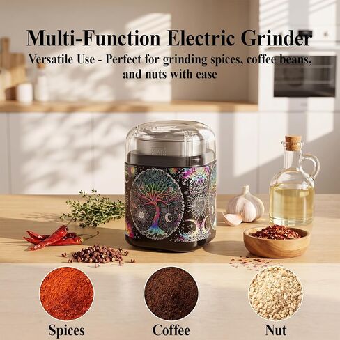 مطحنة توابل، مطحنة سريعة بلمسة واحدة مع شفرات من الفولاذ المقاوم للصدأ، مطحنة لطيفة بتصميم فريد من نوعه، مطحنة كهربائية للتوابل، 5.1 بوصة (أسود) in Kuwait