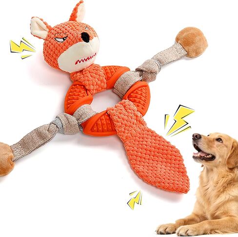 Wortade Fox Rope Dog Toys للمضغ العدواني، ألعاب قطيفة غير قابلة للتدمير لإبقائهم مشغولين، ألعاب الكلاب التفاعلية للسلالات الصغيرة والمتوسطة والكبيرة in Kuwait