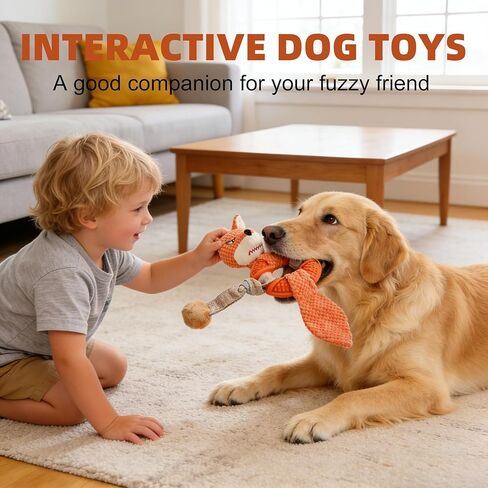Wortade Fox Rope Dog Toys للمضغ العدواني، ألعاب قطيفة غير قابلة للتدمير لإبقائهم مشغولين، ألعاب الكلاب التفاعلية للسلالات الصغيرة والمتوسطة والكبيرة in Kuwait