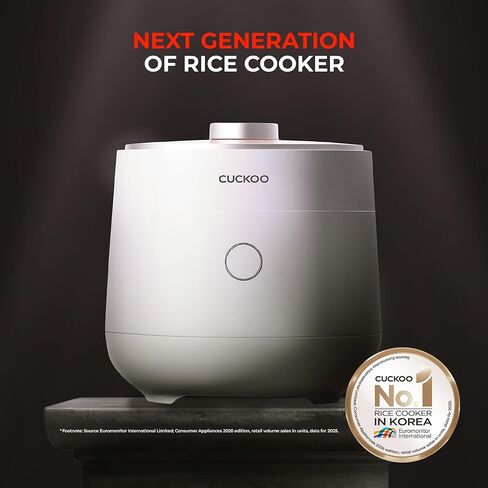 CUCKOO Twin Pressure Rice Cooker 10-Cup Uncooked / 20-Cup Cooked with Induction Heating Technology, Silent Pressure System, Open Cooking Mode, Dynamic Display, Eco Inner Pot, White (CRP-OHTR1009FW) in Kuwait