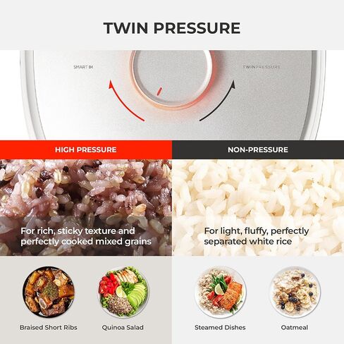 CUCKOO Twin Pressure Rice Cooker 10-Cup Uncooked / 20-Cup Cooked with Induction Heating Technology, Silent Pressure System, Open Cooking Mode, Dynamic Display, Eco Inner Pot, White (CRP-OHTR1009FW) in Kuwait
