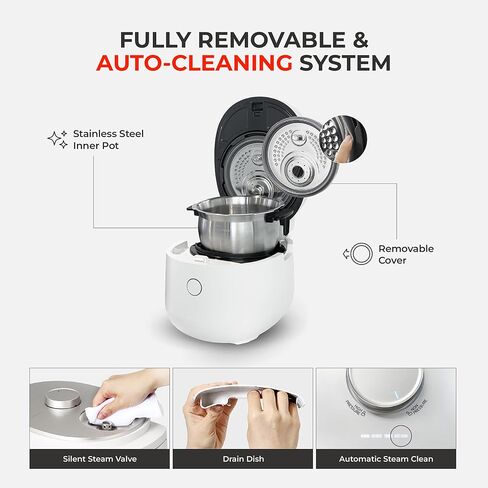 CUCKOO Twin Pressure Rice Cooker 10-Cup Uncooked / 20-Cup Cooked with Induction Heating Technology, Silent Pressure System, Open Cooking Mode, Dynamic Display, Eco Inner Pot, White (CRP-OHTR1009FW) in Kuwait