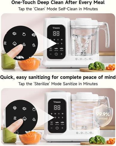 Baby Food Maker, One Step Baby Food Processor Steamer with Steam Basket Puree Blender Grinder Safty Lock, Auto Cooking Grinding Self-Cleaning & Sterili-zing for Healthy Homemade Baby Food, BPA-Free in Kuwait