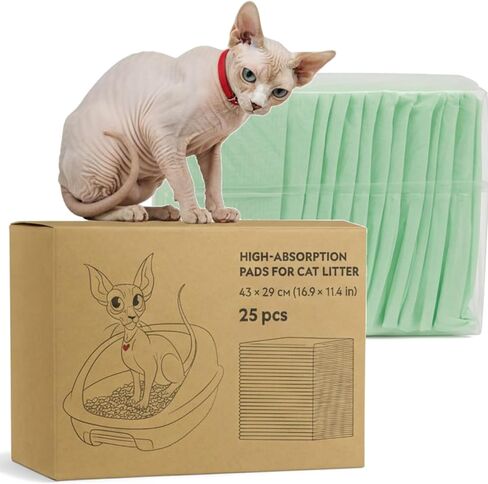 High-Absorption Cat Litter Pads for Breeze-Style Systems (25 Count) – Leakproof Litter Box Pads – Odor Control, Cat Pee Pads for Indoor Cats – 16.9 x 11.4 in in Kuwait