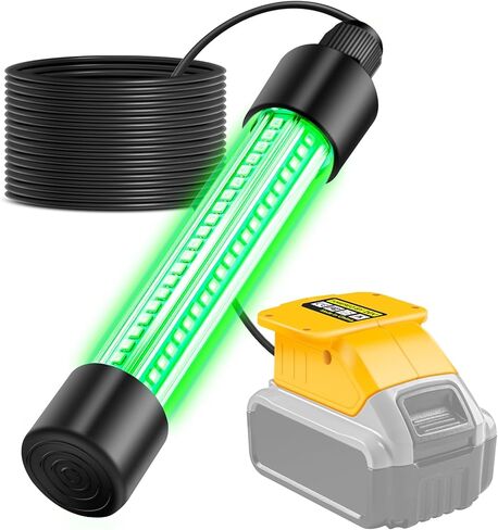 ضوء الصيد تحت الماء LED متوافق مع بطارية DeWalt 20V، 1300 لومن، أخضر IP68 مقاوم للماء من الألومنيوم فائق السطوع LED ضوء جاذب للأسماك ليلاً/الجليد/القارب (الأداة فقط) in Kuwait