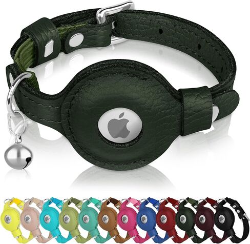 طوق قطط من OOPSDOGGY لحامل AirTag، أطواق جلدية للقطط مع حزام مطاطي وجرس، أطواق حيوانات أليفة صغيرة قابلة للتعديل غير قابلة للانفصال للداخل والخارج للأولاد والبنات (وردي) in Kuwait