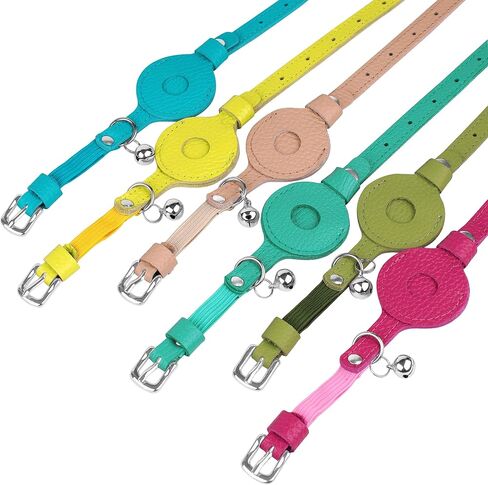 OOPSDOGGY Cat Collar for AirTag Holder, Leather Kitten Collars with Elastic Strap & Bell, Non Breakaway Adjustable Small Pet Collars for Indoor & Outdoor for Boy, Girl (Pink) in Kuwait