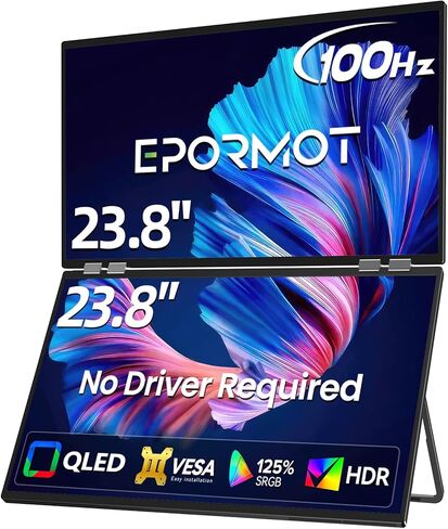 شاشة محمولة 18.5 بوصة 120 هرتز لأجهزة الكمبيوتر المحمول، شاشة ألعاب محمولة FHD 1080P مع مكبرات صوت VESA Kickstand HDR USB C Mini HDMI للهواتف وأجهزة ألعاب الكمبيوتر، شاشة ثانية للسفر للأعمال in Kuwait