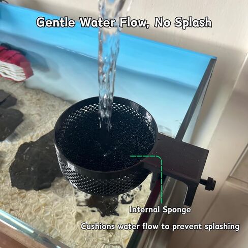 Aquarium Water Change Diffuser – Spill-Proof Water Changer for Rimless Fish Tanks, Protects Substrate, Plants & Decorations, Safe for Fish and Shrimp (Black, Medium) in Kuwait
