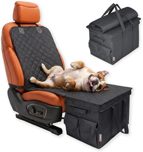Back & Front Seat Extender for Dogs with Storage – Hard Bottom Dog Car Seat Cover, Waterproof Hammock Gap Filler for Cars, SUVs & Trucks, Scratch-Resistant Pet Seat Protector in Kuwait