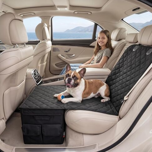 Back & Front Seat Extender for Dogs with Storage – Hard Bottom Dog Car Seat Cover, Waterproof Hammock Gap Filler for Cars, SUVs & Trucks, Scratch-Resistant Pet Seat Protector in Kuwait