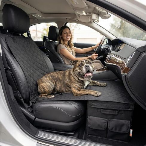 Back & Front Seat Extender for Dogs with Storage – Hard Bottom Dog Car Seat Cover, Waterproof Hammock Gap Filler for Cars, SUVs & Trucks, Scratch-Resistant Pet Seat Protector in Kuwait