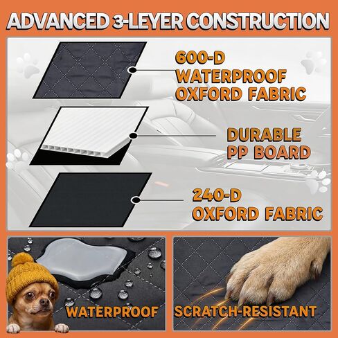 Back & Front Seat Extender for Dogs with Storage – Hard Bottom Dog Car Seat Cover, Waterproof Hammock Gap Filler for Cars, SUVs & Trucks, Scratch-Resistant Pet Seat Protector in Kuwait