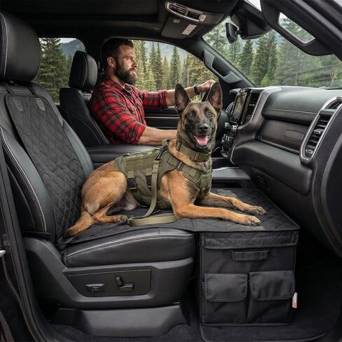 Back & Front Seat Extender for Dogs with Storage – Hard Bottom Dog Car Seat Cover, Waterproof Hammock Gap Filler for Cars, SUVs & Trucks, Scratch-Resistant Pet Seat Protector in Kuwait