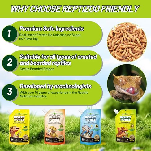 Crested Gecko Food Insect Puree, Banana Paste Reptile Food Made with Fresh Insects Gecko Food Complete Diet 2.82oz in Kuwait