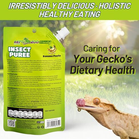 Crested Gecko Food Insect Puree, Banana Paste Reptile Food Made with Fresh Insects Gecko Food Complete Diet 2.82oz in Kuwait