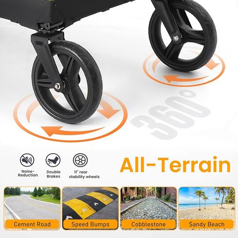 Extra Large Pet Stroller with Ramp, Dog Stroller for Large & Medium Dogs up to 180lbs, Foldable Dog Wagon with Dual Handle & Brake, Portable Puppy Travel Strollers for Cats & Dogs in Kuwait