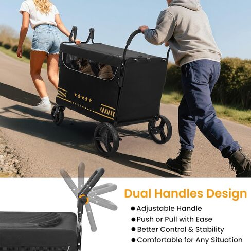 Extra Large Pet Stroller with Ramp, Dog Stroller for Large & Medium Dogs up to 180lbs, Foldable Dog Wagon with Dual Handle & Brake, Portable Puppy Travel Strollers for Cats & Dogs in Kuwait