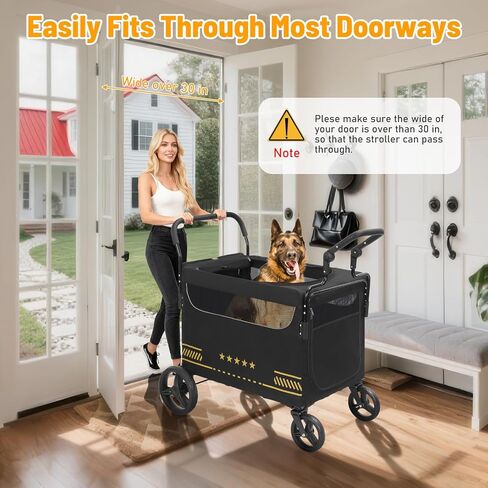 Extra Large Pet Stroller with Ramp, Dog Stroller for Large & Medium Dogs up to 180lbs, Foldable Dog Wagon with Dual Handle & Brake, Portable Puppy Travel Strollers for Cats & Dogs in Kuwait