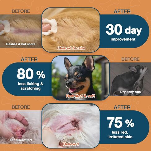180 Chews Dog Allergy Chews, Itching Skin Relief, Natural Dog Allergy Relief Treatment for Paw Licking, Hot Spots, Anti-Itch, Dry Skin, Allergies & Immune Support Supplement in Kuwait