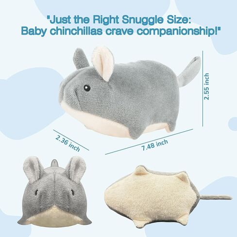Chinchilla Companion Toy, 7 Inch Soft Cuddler for Small Animals, Stress Reducer for Chinchillas, Hamsters, Ferrets, Hedgehogs, Sugar Gliders, Guinea Pigs （Gray ） in Kuwait