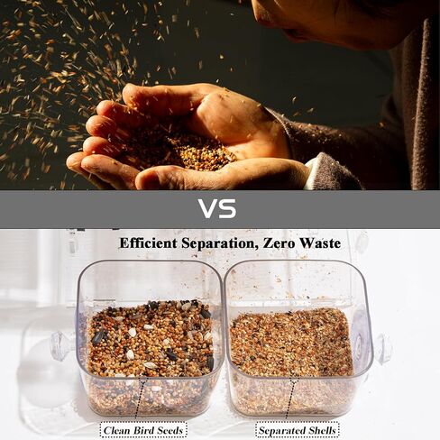 Bird Food Shell Separator, Stepless Speed Adjustable Blower, Clear Visible Design with Food & Shell Collection Boxes, Compatible with Large Parrot Seeds, Small Finch Millet & All Bird Seed Types in Kuwait